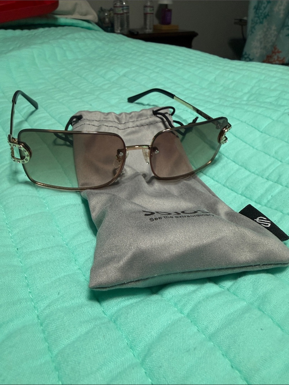 Woman’s Gold-Trim Sunglasses with Brown Gradient Lenses